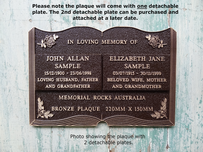 Quality Bronze Plaque for two names 380mm x 280mm – Memorial Rocks Australia